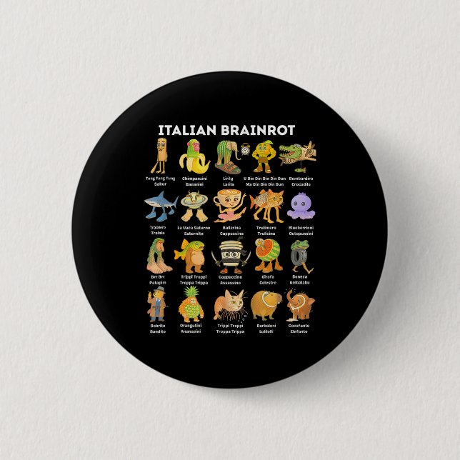 Macaron Rond 5 Cm Italian Brainrot Meme For Kids Boy Men Women  (Devant)