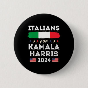 Macaron Rond 5 Cm Italiens Pour Kamala Harris 2024 Drapeau Italia Pa