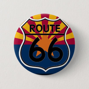 Macaron Rond 5 Cm Itinéraire 66 de drapeau de l'Arizona