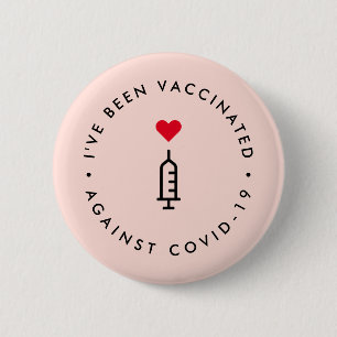 Macaron Rond 5 Cm I've been vaccinated   Covid Pink Cute Heart