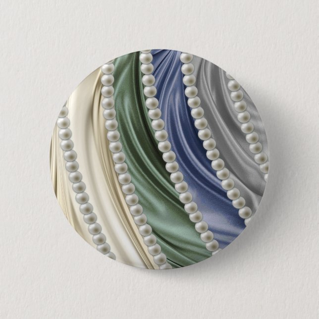 Macaron Rond 5 Cm Ivoire, Vert, Bleu, Or, Soie - (Devant)