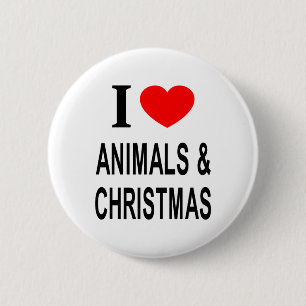 MACARON ROND 5 CM J'❤️ ANIMAUX ET NOËL J'AIME LES ANIMAUX ET NOËL