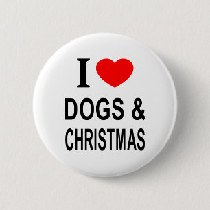 MACARON ROND 5 CM J' ❤️ CHIENS & NOËL J'AIME LES CHIENS & NOËL J'AIM