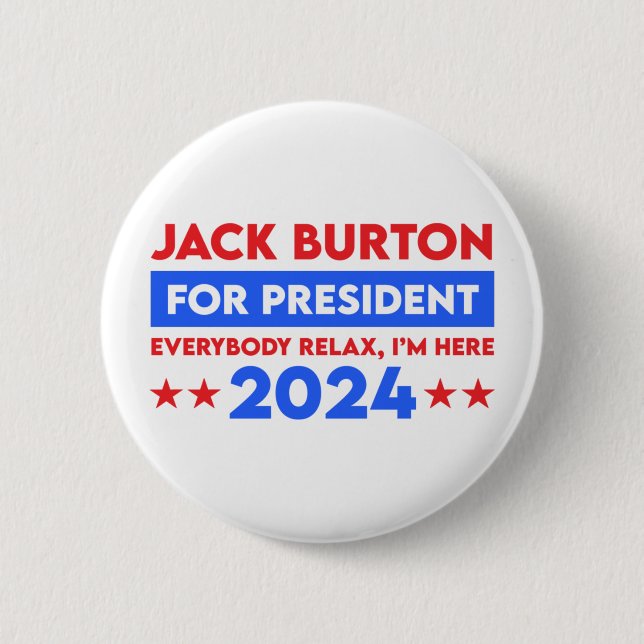 Macaron Rond 5 Cm Jack Burton Pour Président 2024 (Devant)