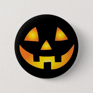 Macaron Rond 5 Cm Jack-o'-lantern Déplaisant Citrouille face Hallowe