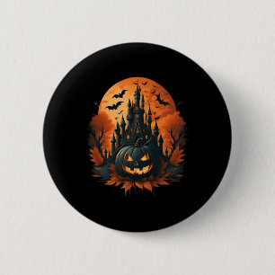 Macaron Rond 5 Cm Jack O'Lantern Face Halloween Citrouille Éffrayant