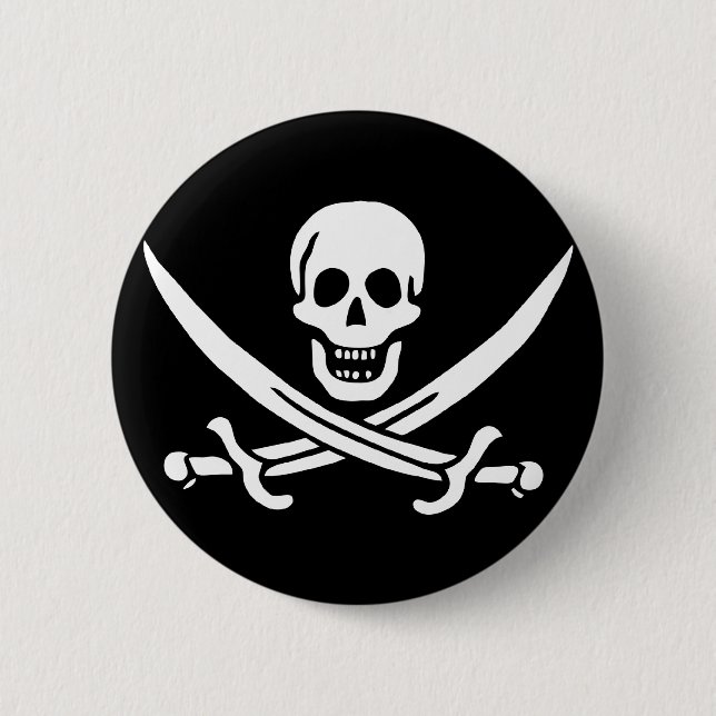 Macaron Rond 5 Cm Jack Rackham; Jolly roger;Pirate (Devant)