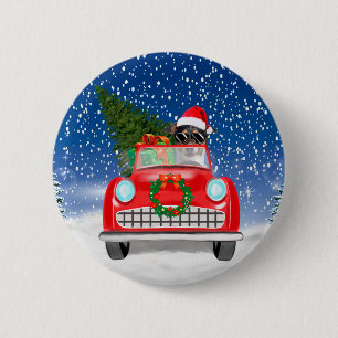 Macaron Rond 5 Cm Jack Russell Chien Voiture De Conduite En Neige No