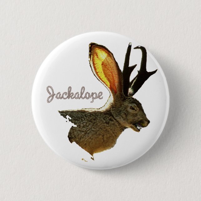 Macaron Rond 5 Cm Jackalope (Devant)