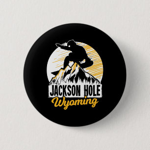Macaron Rond 5 Cm Jackson Hole Wyoming Snowboard Cadeau Pour Un Snow