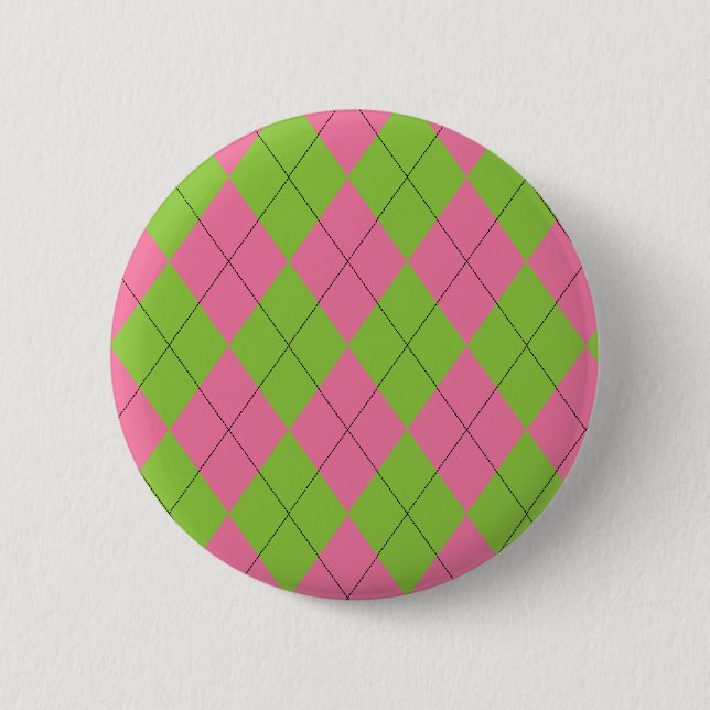 Macaron Rond 5 Cm Jacquard rose et vert (Devant)
