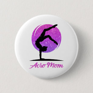 Macaron Rond 5 Cm J'adore l'Acro Yoga, l'Acro Danse, Maman Danseuse 