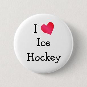 Macaron Rond 5 Cm J'adore le hockey sur glace