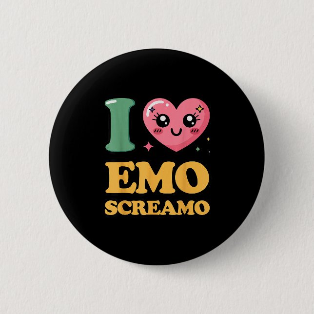 Macaron Rond 5 Cm J'adore l'emo screamo  (Devant)