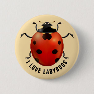 Macaron Rond 5 Cm J'adore les coccinelles