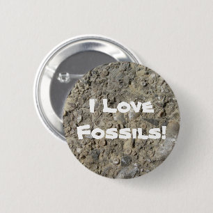 Macaron Rond 5 Cm J'adore les fossiles ! (empreinte de hachis fossil