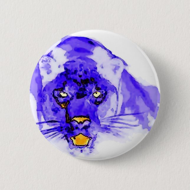 Macaron Rond 5 Cm Jaguar Blue Digital Pop Art (Devant)