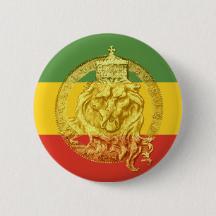 Macaron Rond 5 Cm Jah Rastafari Lion de Judah Button