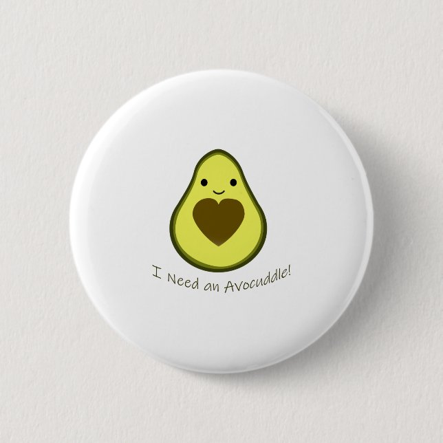 Macaron Rond 5 Cm J'ai besoin d'Avocuddle Cute Kawaii Avocado (Devant)
