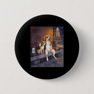Macaron Rond 5 Cm J'ai Ce Chien En Moi Drôle Beagle Buvant Bière Mem