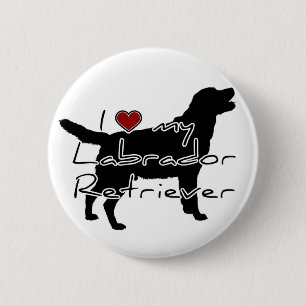 Macaron Rond 5 Cm J'ai "coeur" mes mots de Labrador Retriever avec d