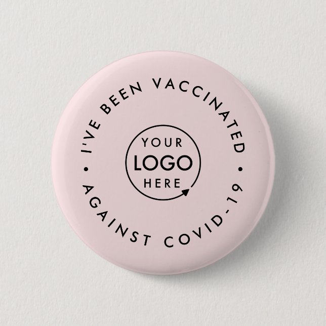 Macaron Rond 5 Cm J'ai été vacciné | Business Logo Pink Covid 19 (Devant)