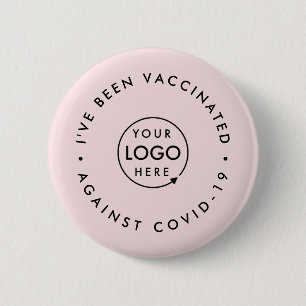 Macaron Rond 5 Cm J'ai été vacciné   Business Logo Pink Covid 19