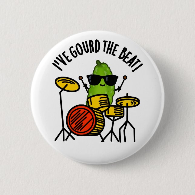 Macaron Rond 5 Cm J'Ai Gourd The Beat Funny Drummer Veggie Pun (Devant)
