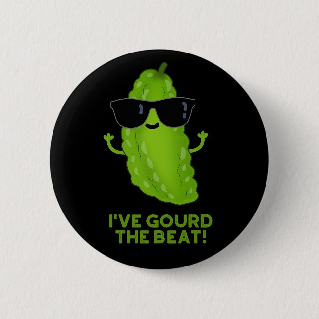 Macaron Rond 5 Cm J'ai Gourd The Beat Funny Veggie Pun Dark BG (Devant)
