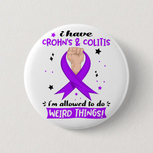 Macaron Rond 5 Cm J'ai la maladie de Crohn & la colite Je suis autor