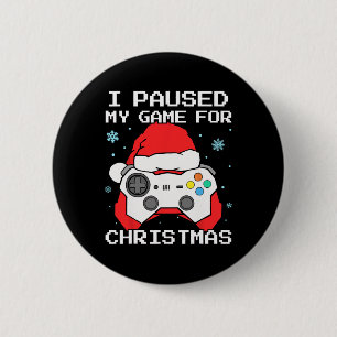Macaron Rond 5 Cm J'ai mis mon jeu en pause pour Noël Rétro Joueur J