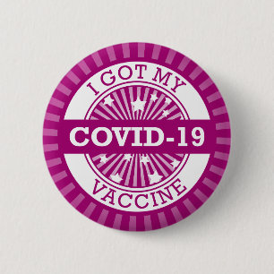 Macaron Rond 5 Cm J'Ai Mon Covid 19 Vaccin Purple Star