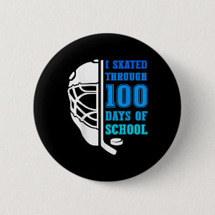 Macaron Rond 5 Cm J'Ai Patiné Pendant 100 Jours De L'École De Hockey
