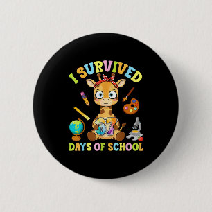 Macaron Rond 5 Cm J'ai survécu six sept jours d'école Girafe mignon