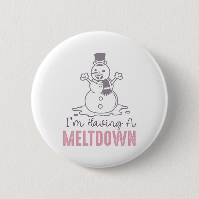 Macaron Rond 5 Cm J'ai une fonte - Drôle Snowman Design (Devant)