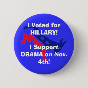 Macaron Rond 5 Cm J'ai voté pour HILLARY ! Je soutiens OBAMA !