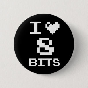 Macaron Rond 5 Cm J'aime 8 bits