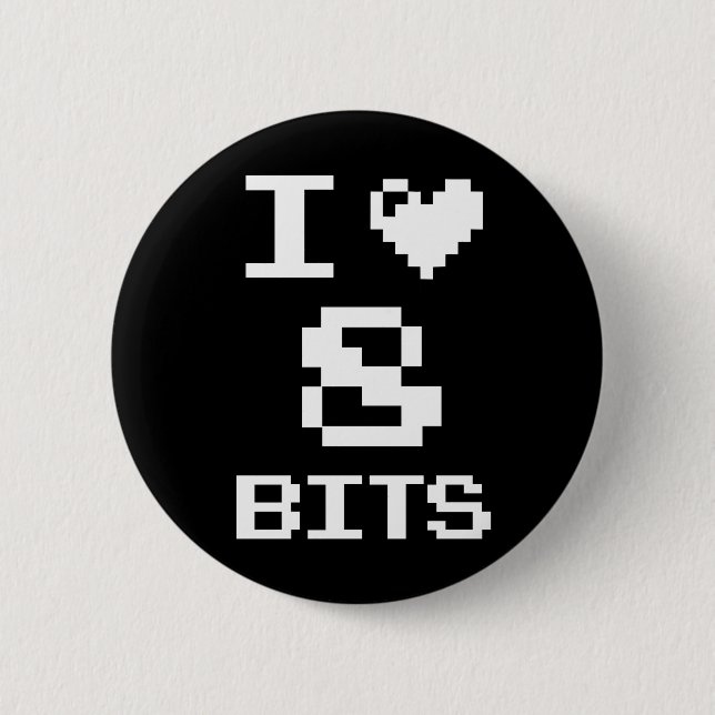 Macaron Rond 5 Cm J'aime 8 bits (Devant)