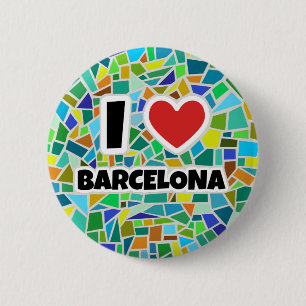Macaron Rond 5 Cm J'aime Barcelone