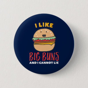 Macaron Rond 5 Cm J'aime Big Buns Funny Burger et Fast Food Puns
