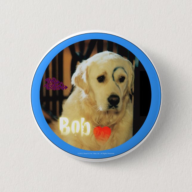 Macaron Rond 5 Cm J'aime Bob le chien ! (Devant)