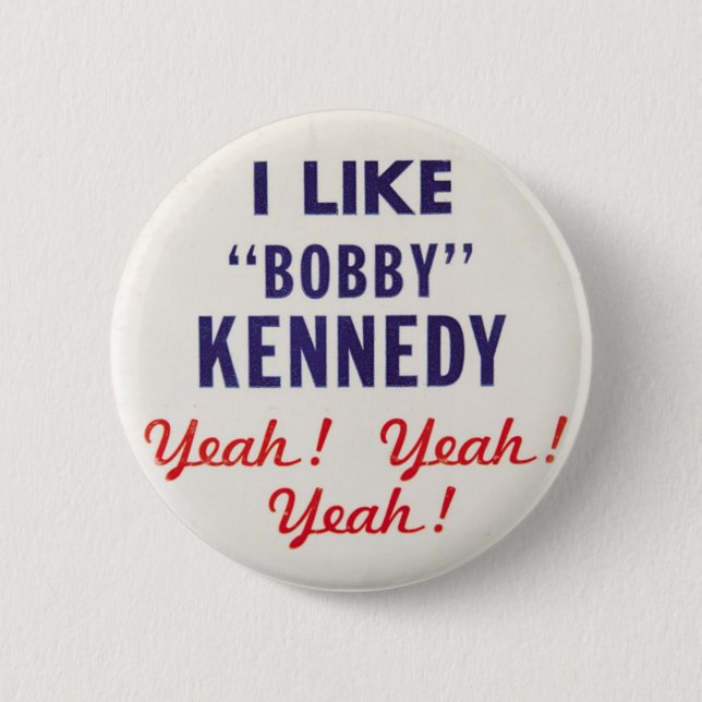 Macaron Rond 5 Cm J'Aime Bobby Kennedy Ouais Ouais Ouais Ouais Ouais (Devant)