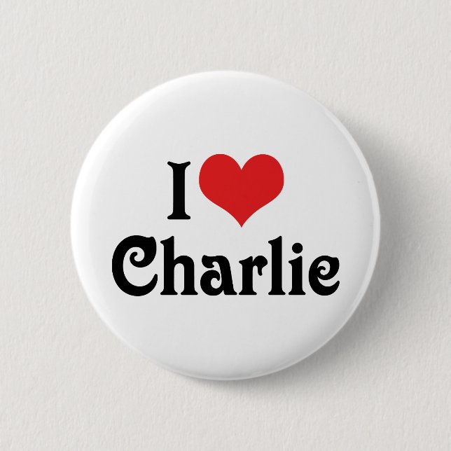 Macaron Rond 5 Cm J'aime Charlie (Devant)