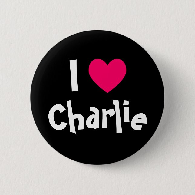 Macaron Rond 5 Cm J'aime Charlie (Devant)