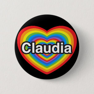 Macaron Rond 5 Cm J'aime Claudia. Je t'aime Claudia. Coeur