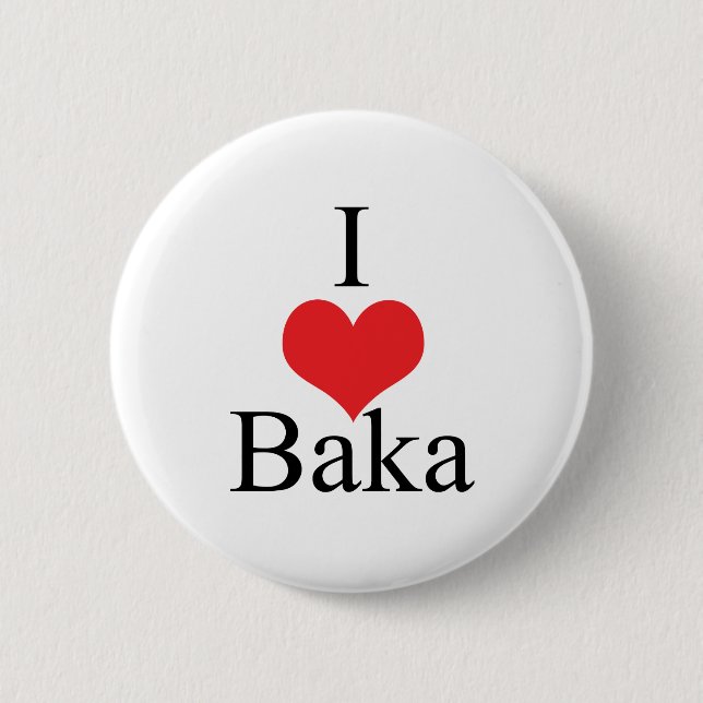 Macaron Rond 5 Cm J'aime (coeur) Baka (Devant)