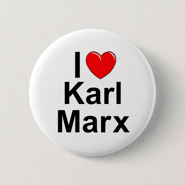 Macaron Rond 5 Cm J'aime (coeur) Karl Marx (Devant)