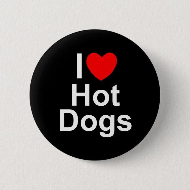 Macaron Rond 5 Cm J'aime (coeur) les hot-dogs (Devant)