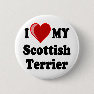 Macaron Rond 5 Cm J'aime (coeur) mes cadeaux écossais de chien de