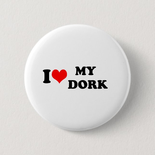 MACARON ROND 5 CM J'AIME (COEUR) MON DORK (Devant)